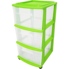 HOMZ Lime Green 3 Drawer Plastic Trolley Medium Width