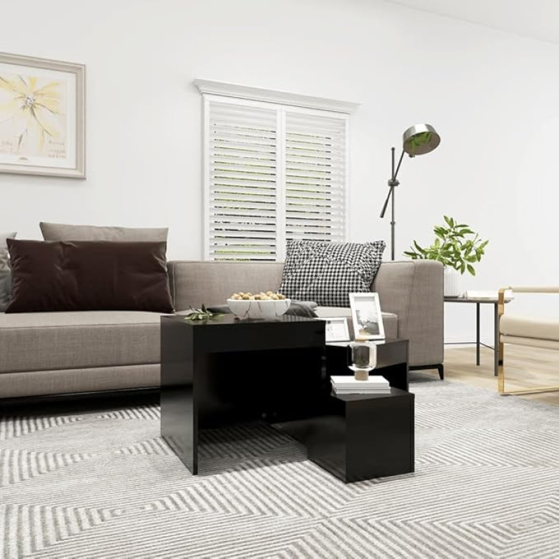 EMYRLXQW Tables, Accent Tables, End Tables, Nesting Tables, Set of 3, Black Wood Composite