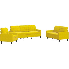 vidaXL 3-Piece Sofa Set with Yellow Velvet Cushion, Sofa, TV Chair, Armchair, Sofa Set, Relaxing Sofa, Velvet Sofa, Living Room Furniture, Sofa Upholstered Couch