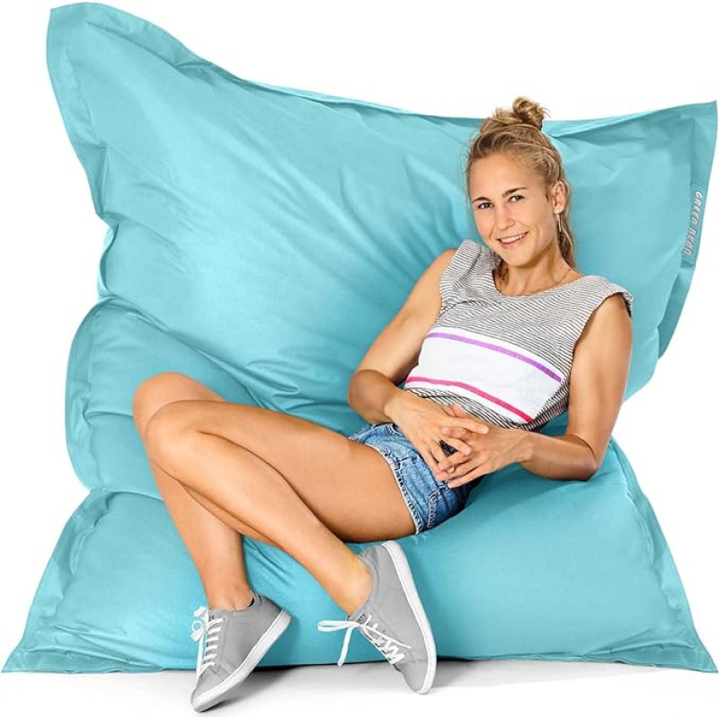 Green Bean Outdoor Bean Bag XXL 140 x 180 cm 380 Litres Children and Adults Bean Bag EPS Beads Filling Giant Bean Bag Large Cushion Washable Weatherproof Lounge Chair Seat Cushion Floor Cushion