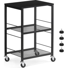 Nandae 3 Tier Rolling Cart Black Kitchen Trolley on Wheels with Storage Multi-Function Utility Cart for Kitchen Black