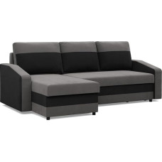 Mebligo - Orion Corner Sofa with Sleep Function and Bed Box, Universal Side Corner Sofa, L Shape (W x D x H) 231 x 140 x 85 cm, Couch Living Room, Corner Sofa, Grey + Black (Micro 27 + Micro 15)