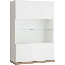 Composad Mundi Wall Cabinet with 1 Door, Wall Cabinet, Living Room, Wall Cupboard, (W x H x D) 70 x 102.70 x 29.20 cm, Colour Oak Honey and White Lacquered, Made in Italy