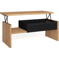 Skraut Home Coffee Table, Height-Adjustable Sofa Table, 110 x 50 x 45 cm, Side Table, Modern Style, Oak Black