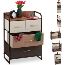 Relaxdays Fabric Drawer Cabinet with Steel Frame, 4 - 7 Drawers, Shelf & Folding Baskets, Various Designs, Brown