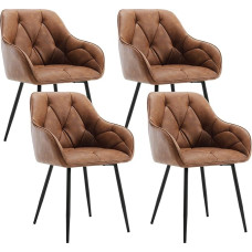 WOLTU Dining Room Chairs Set of 4 for Dining Room Living Room Ergonomic Kitchen Chairs Upholstered with Armrests Metal Legs Vintage Faux Leather Seat Brown