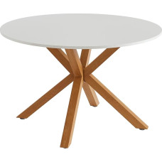 BAÏTA Harry White and Oak Effect Round Dining Table 120cm