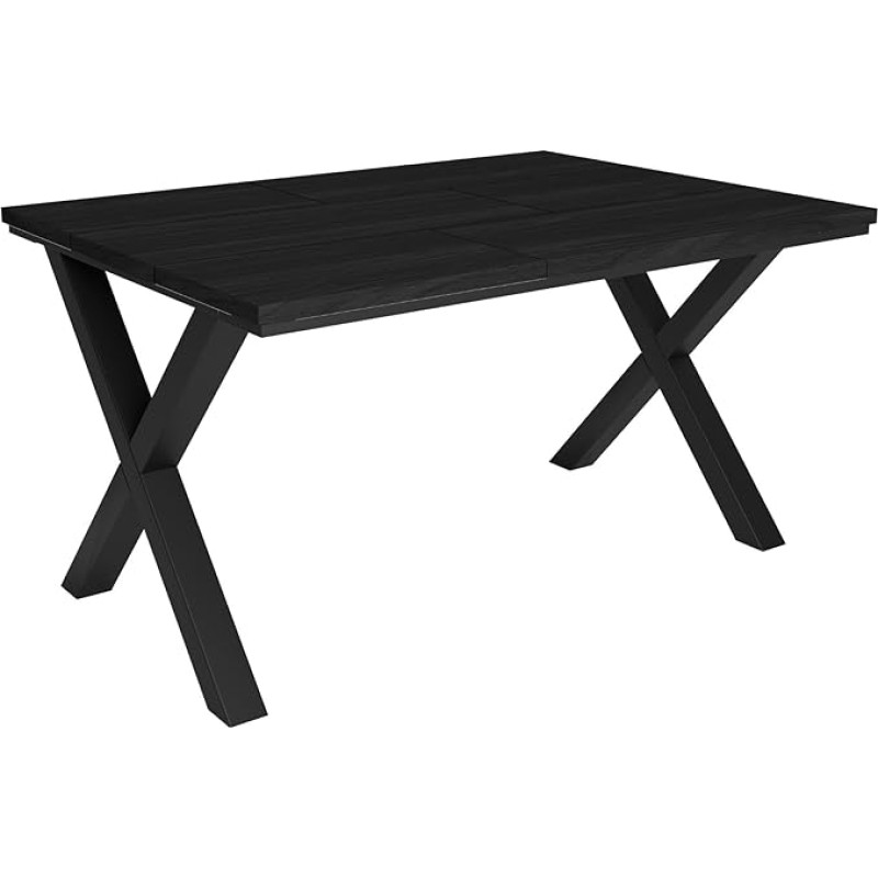 Skraut Home - Dining tables | 6 people | 140 | robust and stable thanks to its structure and solid legs | ideal for family gatherings | black | industrial style