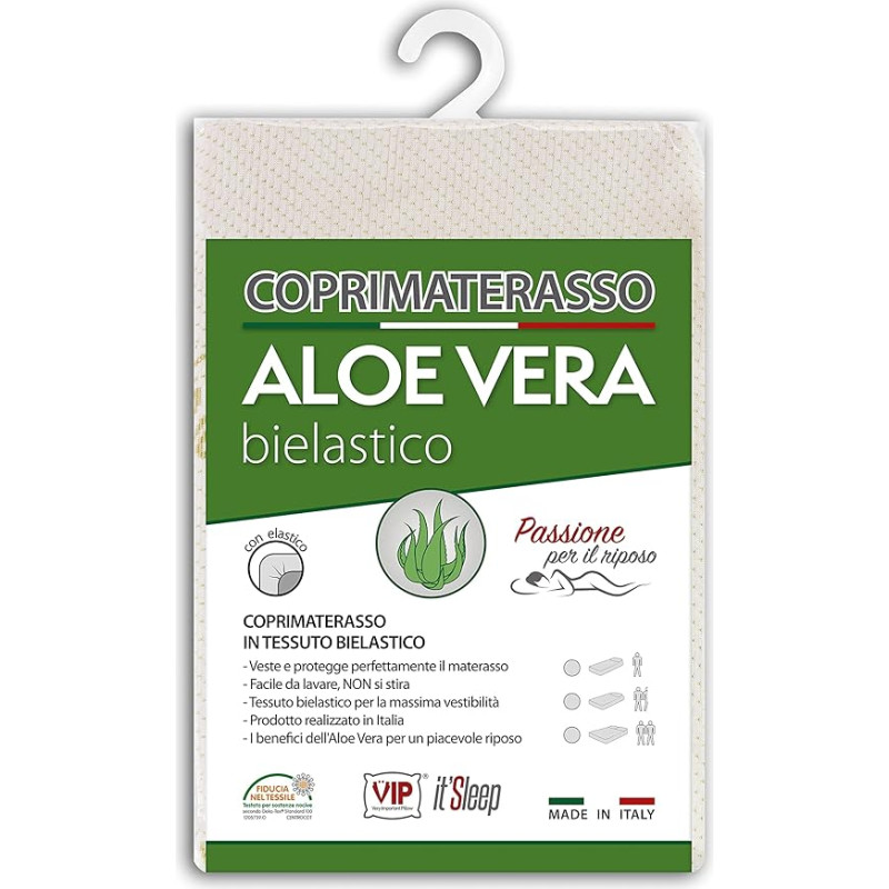 V.I.P. Very Important Pillow Aloe Vera Mattress Topper with Elasticated Corner Band, Jacquard Bi, Double
