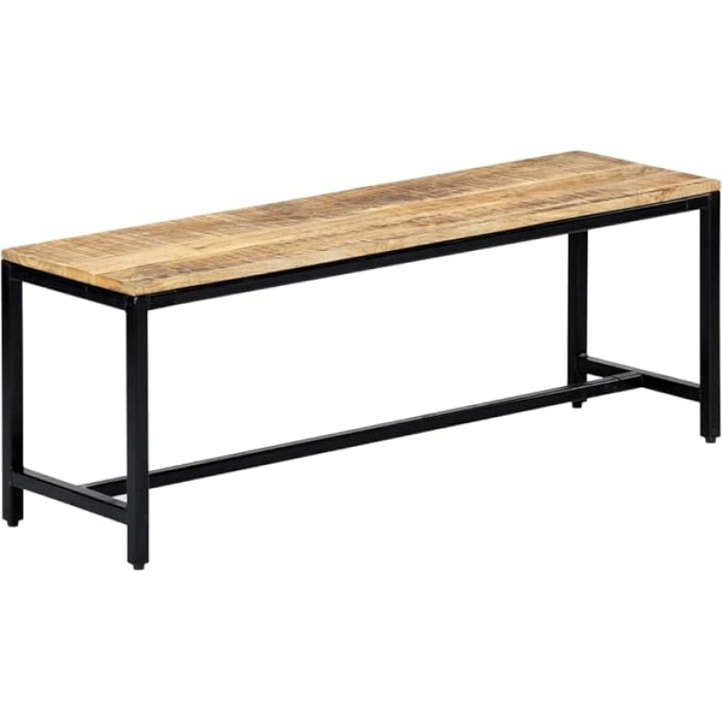 vidaXL Rough Mango Wood Solid Dining Room Bench Industrial Bench Kitchen Bench Dining Bench Wooden Bench Hallway Bench Dining Room 120 cm Iron Legs