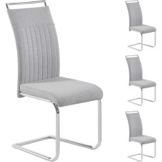 CARO-Möbel Erica Dining Room Chairs Set of 4 Kitchen Chairs Swing Chair Fabric Cover in Light Grey