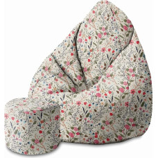 DreamRoots Bean Bag 80 x 80 x 120 cm - Bean Bag with Backrest and Stool and Cover - Seat Cushion Base - Chill Bubibag - Bean Bag with Filling - Adults with Filling M-Lichtblum1