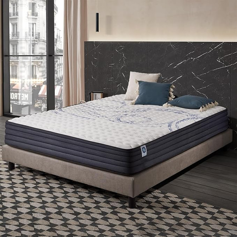 Naturalex - PerfectSleep - Mattress 160 x 200 cm - Cold Foam Mattress 160 x 200 cm H3 - Mattress 160 x 200 cm 24 cm High - Oeko-Tex Certified - Latex Blue 7 Zones