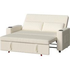 Devoko Sofa with Sleep Function, Extendable Sofa Bed with Adjustable Backrest, Sofa Bed, Small Folding Sofa, 2 Seater for Living Room & Bedroom, Beige