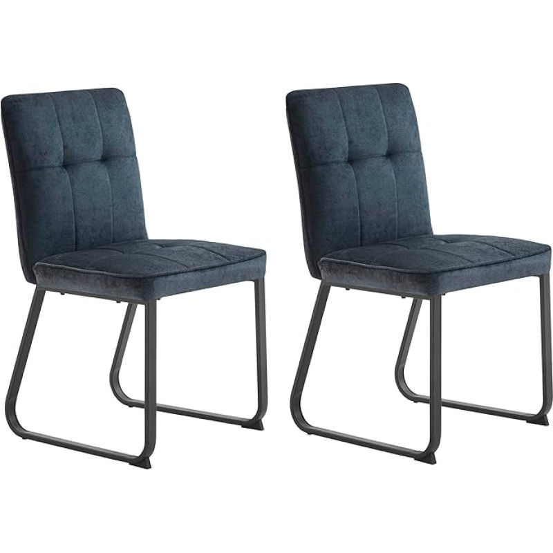 byLIVING TALEA Dining Room Chairs Set of 2 Kitchen Chairs Metal Dark Grey W 46 H 86 D 55 cm