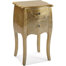 Versa Cagliari Bedside Table or Additional Table for Bedroom or Living Room with 2 Drawers Measures 71 H x 35 L x 40 W cm, Wood, Colour: Gold