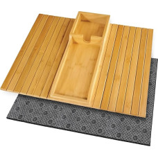 Graceful Grove Bamboo Sofa Arm Tray - Couch Cup Holder - Non-Slip Foldable Sofa Table - Drink Holder for Drinks, Mobile Phone, Remote Control, Snacks