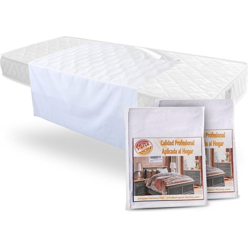 PimPam Factory - (Pack of 2) Waterproof Mattress Protector - Washable Mattress Topper - Dimensions - 80 x 190 cm - Ideal for Cots, Adults or Pets with Incontinence