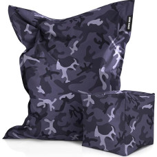 Green Bean Set of 2 XXL Bean Bags with Pouf Ready Filled with EPS Beads - Giant Bean Bag 140 x 180 cm