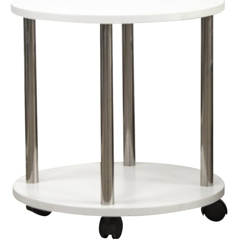BAKAJI Side Table, Wood, Metal, White, 40 x 40 x 41.5 cm
