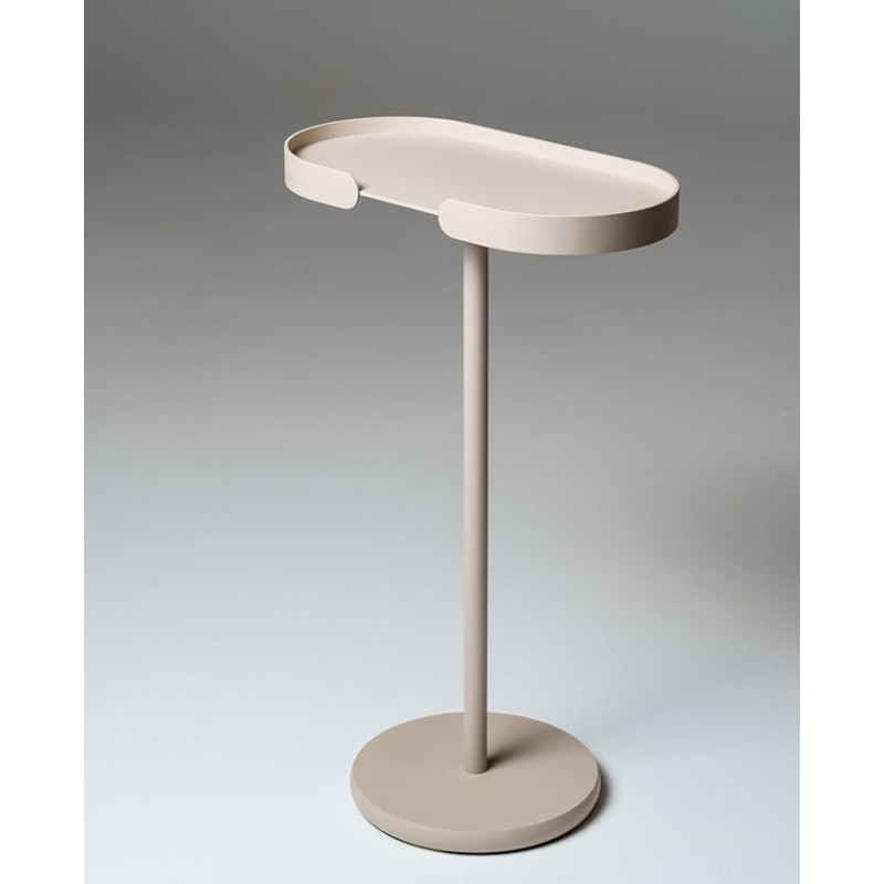 Side Table Outdoor Aluminium Weatherproof - STAN Sturdy Metal Table Oval, Modern & Lightweight, for Balcony, Patio, Garden & Living Room, Small Coffee Table, Made in EU (Champagne Beige)