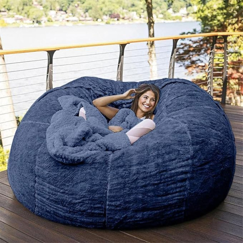 GWFBLID Bean Bag Chair Cover (Cover Only, No Filling), Large Round Soft Fluffy Washable Bean Bag Lounger Sofa Duvet Cover for Adults Living Room Bedroom Furniture Cover