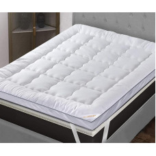 Bedorzo® Single Mattress Topper 5cm Thick Mattress Topper with Strong Elastic Bands Fits up to 40cm Brushed Microfiber Premium Hollowfibre Filling (Single 90x190+5cm)