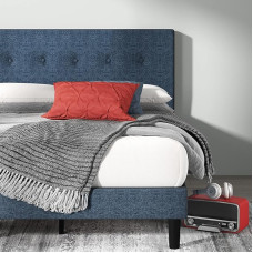 Zinus EU-FUNP-J Upholstered Button Detailed Platform Bed, Metal/Wood/Fabric, Single