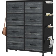 YITAHOME Chest of Drawers, 8 Fabric Drawers with Handles, Storage Cabinet, Drawer Cabinet, Metal Frame, Fabric Chest of Drawers for Bedroom, for Living Room, Hallway, Office, Black Wood Grain