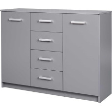 Inter Link - Chest of Drawers - Modern Sideboard - Side Cabinet - 4 Drawers - 2 Doors - Grey - 119 x 40 x 92 cm - Elenzio 2T4S