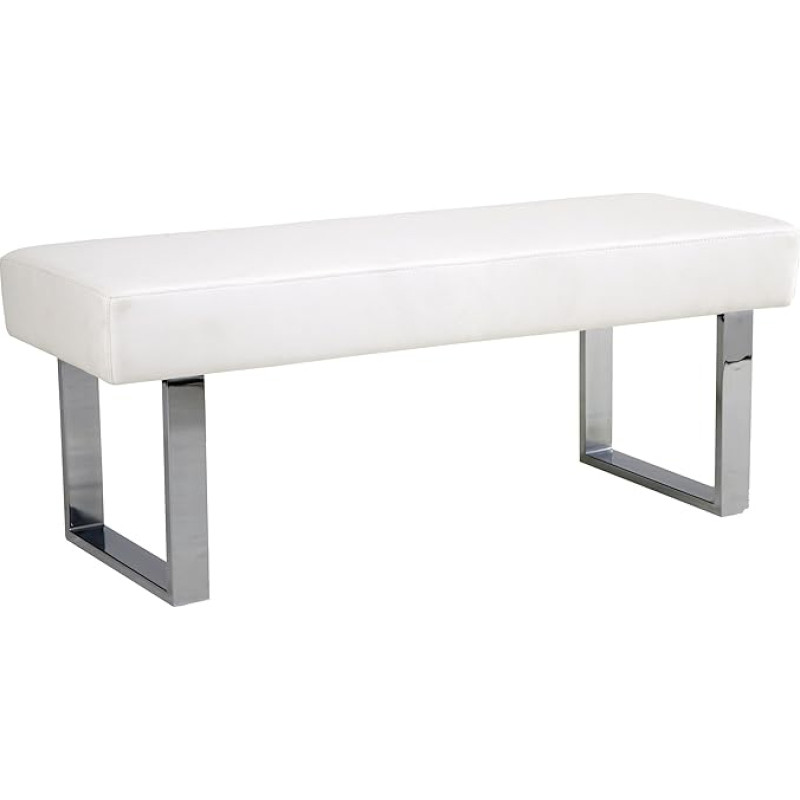 Armen Living lcambewhbch Amanda Bench in White and Chrome Finish