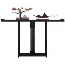 Narrow Console Sofa Table Wood & Metal Design 1 Shelf for Storage Golden Iron Decorative Table Stylish Behind Couch Furniture for Living Room Entrance Area H