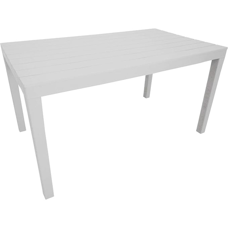 Rectangular Garden Table, Polypropylene, Slatted Base, Made in Italy, 138 x 78 x 72 cm, White