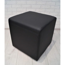 Quattro Meble Real Leather Stool 45 x 45 x 45 cm Cowhide Seat Cube Footstool Upholstered Stool Real Leather Puff Black