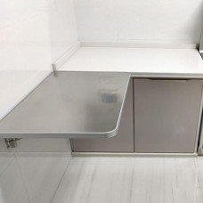 Klappbarer Küchentisch zur Wandmontage, Edelstahl, Arbeitsschreibtisch für kleine Räume, multifunktionale schwimmende Werkbank (60 x 40 cm), platzsparender Wandschreibtisch