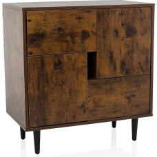 hjh LIVING LYKKJA Chest of Drawers with Drawers and Doors, Storage Cabinet for Living Room, Bedroom, Hallway, 72 x 39.5 x 77 cm, Smoked Oak