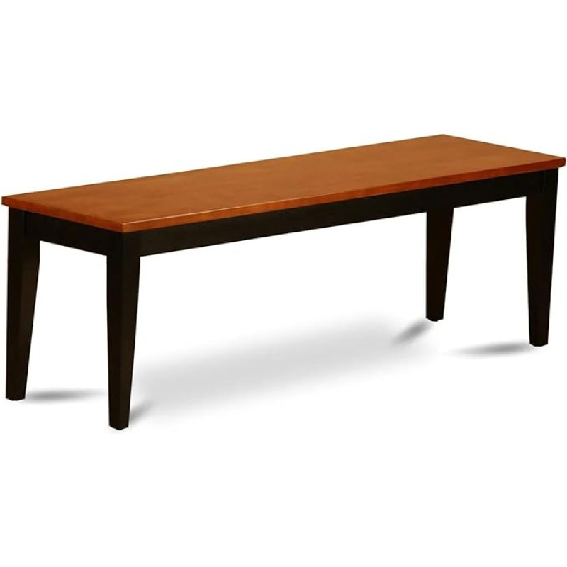 East West Furniture Nicoli Dining Bench, Wooden Seat, Buttermilk and Cherry Finish Wood Seat Black & Cherry