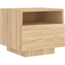 vidaXL Bedside Table with LED Lights, Side Table, Bedside Table with Storage Space, Chest of Drawers, Bedside Table, Bedroom, Sonoma Oak