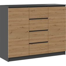 Oggi Lugo 2D4S 120 cm Sideboard in Anthracite with Oak Craftsmanship - Modern Design Furniture for Living Room - Stylish Storage Option with Drawers