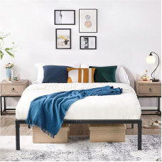 FurnitureR Bed Frame 140 x 194 cm Metal Bed Frame, Modern Youth Bed with Slatted Base, Double Bed, Single Bed, Black, 36 cm H, No Headboat