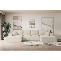 ALTDECOR Sierra-U-S Corner Sofa with Sleep Function and Bed Box, Corner Sofa, U-Shape, Universal, Left/Right Arranged Sofa Bed, Extendable Living Landscape Sierra-U-S - 344 x 165 x 73 cm, Beige