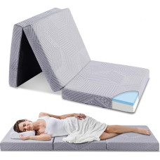 EGO HOME Folding Mattress 75 x 195 cm, Height 10 cm Guest Mattress Foldable, Hardness Level H3 Foldable Mattress, Travel Mattress, 3-Piece Visco Gel Foam Folding Mattress for Travel, Camping, Floor