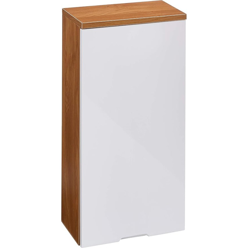 Premier Housewares Wall Cabinet with Oak Effect/High Gloss, 65*39.5*7 cm - White