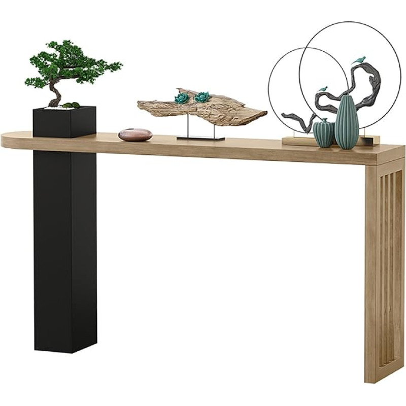 Industrial Wooden Entrance Console Table for Modern Home Decor, Easy Assembly, TV Console Behind Coffee Table, Rustic Wooden Entrance Table for Living Room, Farmhouse Style, Sofa Table (Wood Color)