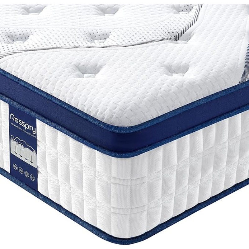 Resspry Single Mattress, Memory Foam Mattress with 7-Zone Support and Sleep Cooler, Medium Firm Hybrid, The Saga Collection, Single (90 x 190 x 26 cm)