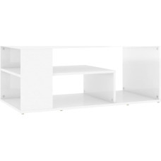vidaXL Coffee Table with Storage Space Side Table Living Room Table Coffee Table Sofa Table Tea Table Living Room High Gloss White 100 x 50 x 40 cm Wood Material