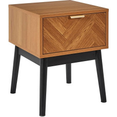 HOME DECO FACTORY, HD0303 Bedside Table for Bedroom, Felix Collection, Lounge Edition, Contemporary Furniture, Cabinet, Bedside Table, 40 x 50 x 40 cm, Black Brown