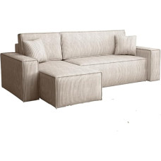 Imebel Denis Corner Sofa with Sleep Function and Bed Box L-Shaped 244 x 142 x 80 cm Beige