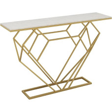 Marble Coffee Table with Shelf, Modern Console Sofa Table for Small Spaces, Easy Assembly, Gold Finish