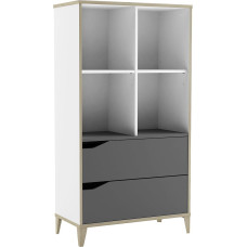 Bibliothèque Genius : Meuble de Rangement Chambre Enfant - Etagère Avec 2 Tiroirs et 4 Niches Pour le Rangement de Jouet & Livre